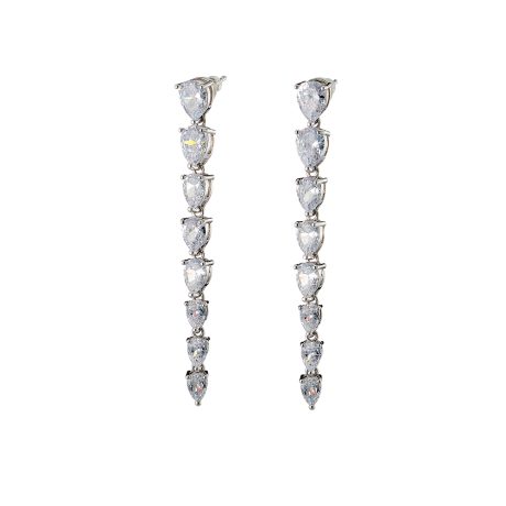 Cercei lungi placati cu rodiu cu pietre zirconia Eleganza, 03X15-00435, Oxette Romania