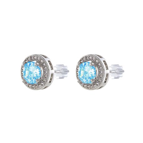 Cercei pe ureche placati cu rodiu si cubic zirconia aqua Party, 03X15-00513, Oxette Romania
