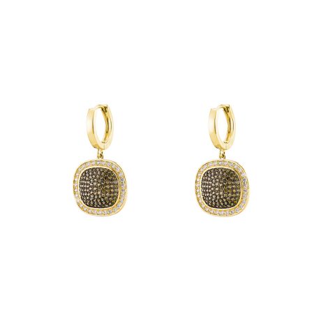 Cercei eleganti placati cu aur galben de 18 K si decorati cu pietre verzi Darling, 03X15-00556, Oxette Romania