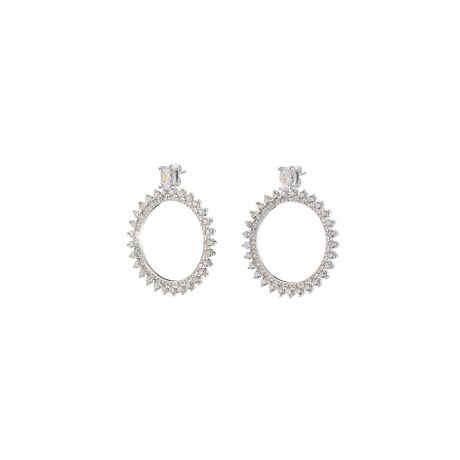 Cercei eleganti placati cu rodiu si cubic zirconia incolore Party, 03X15-00576, Oxette Romania