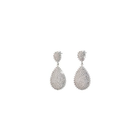 Cercei eleganti placati cu rodiu si pietre cubic zirconia incolore Party, 03X15-00577, Oxette Romania