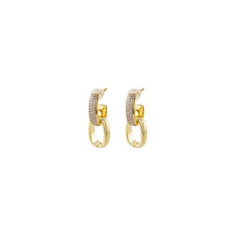 Cercei cu surub placati cu aur galben de 18 K cu cristale zirconia Natrix, 03X15-00607, Oxette Romania