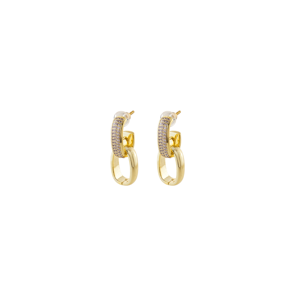 Cercei cu surub placati cu aur galben de 18 K cu cristale zirconia Natrix, 03X15-00607, Oxette Romania