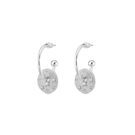Cercei cu surub placati cu rodiu decorati cu banuti si cristale zirconia Natrix, 03X15-00619, Oxette Romania