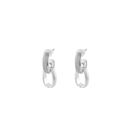Cercei cu surub placati cu rodiu si decorati cu pietre incolore Natrix, 03X15-00621, Oxette Romania