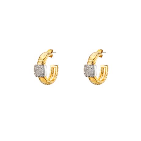 Cercei otel inoxidabil placat cu aur galben de 18 K cu cristale zirconia Extravaganza, 03X27-00308, Oxette Romania