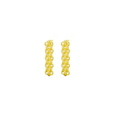 Cercei placati cu aur de 18k lungi din zale Links, 03X27-00325, Oxette Romania