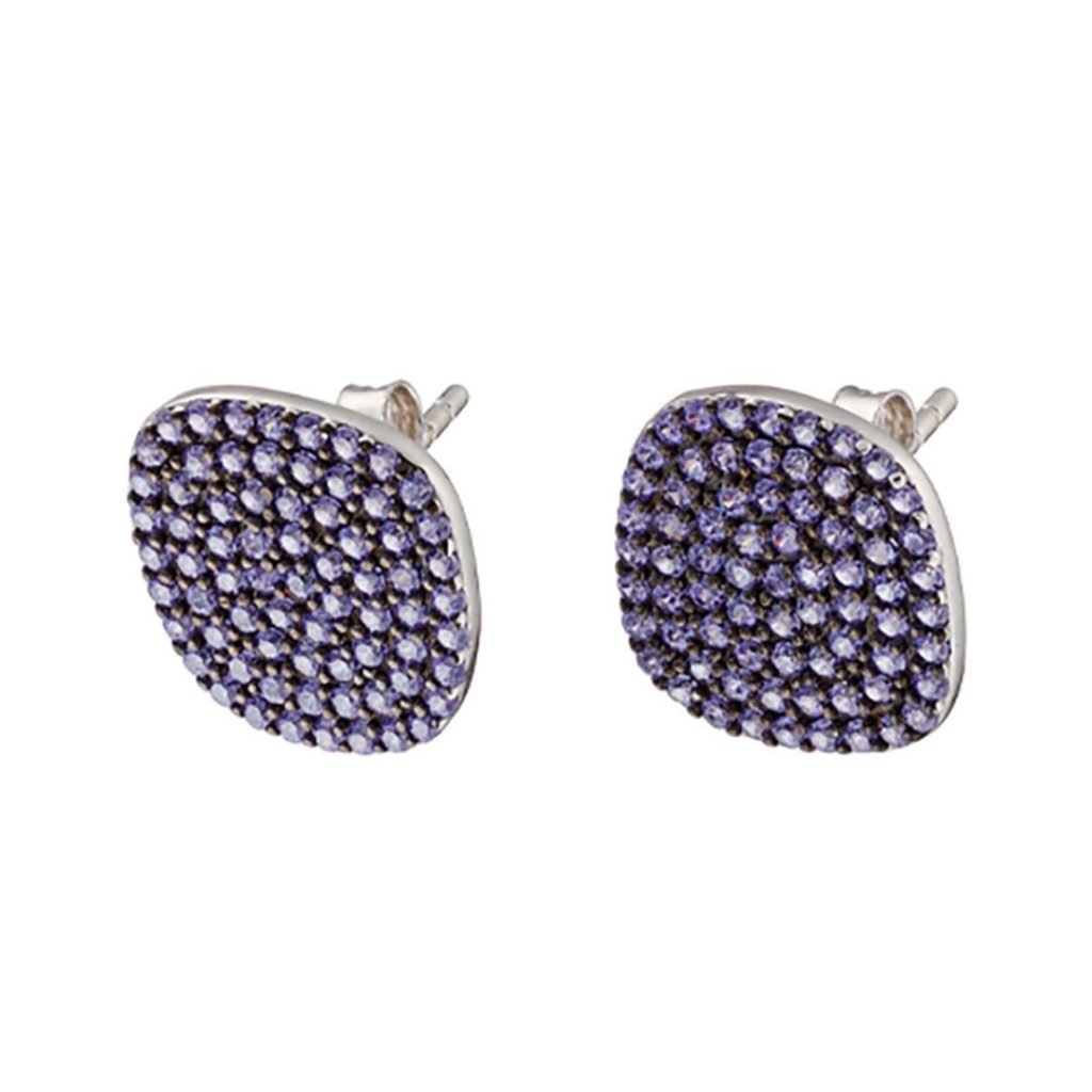 Cercei argint pe ureche cu pietre zirconia mov Mirror, 03x01-03409, Oxette Romania