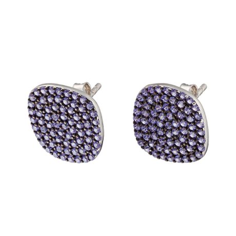 Cercei argint pe ureche cu pietre zirconia mov Mirror, 03x01-03409, Oxette Romania