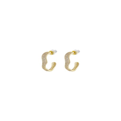 Cercei creole placati cu aur de 18k si zirconia 2 cm Party, 03x15-00742, Oxette Romania