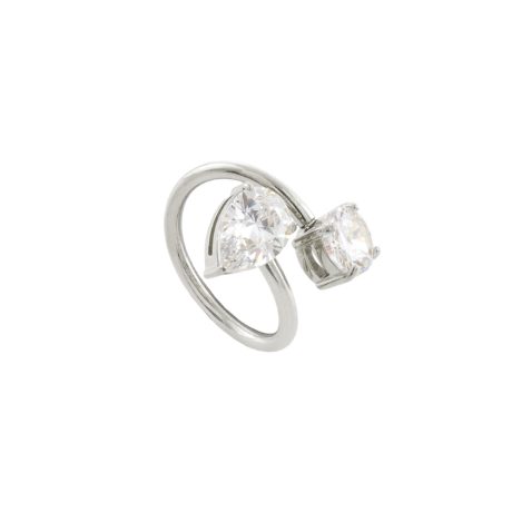 Inel reglabil placat cu rodiu si 2 zirconia Happy Hearts, 04J03-00004, Oxette Romania