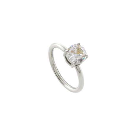 Inel placat cu rodiu si piatra cubic zirconia Happy Hearts, 04J03-00005, Oxette Romania