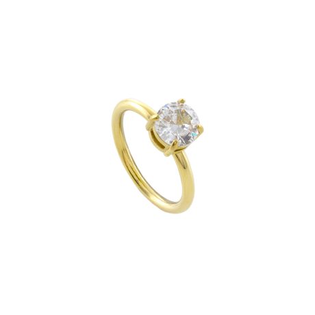 Inel placat cu aur de 18k si piatra cubic zirconia Happy Hearts, 04J27-00006, Oxette Romania