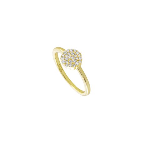 Inel argint placat cu aur galben de 18 K cu element rotund si pietre zirconia incolore Cosmic, 04L05-00618, Oxette Romania