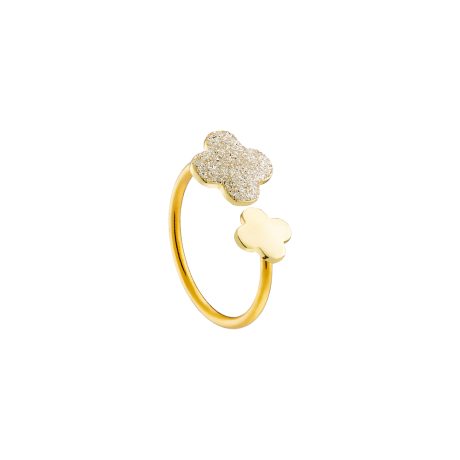 Inel placat cu aur galben de 18 K decorat cu doua cruci si glitter Princess, 04L15-00569, Oxette Romania