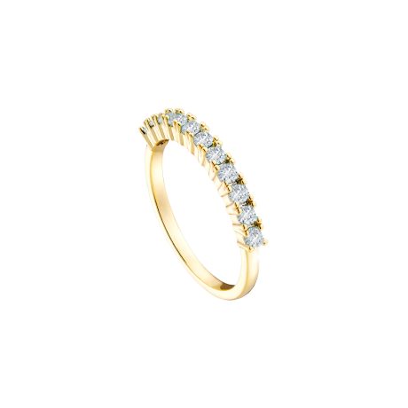 Inel subtire cu pietre cubic zirconia incolore si placat cu aur galben de 18 K Mini, 04L15-00570, Oxette Romania