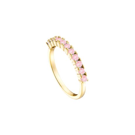 Inel subtire cu pietre cubic zirconia roz si placat cu aur galben de 18 K Mini, 04L15-00571, Oxette Romania
