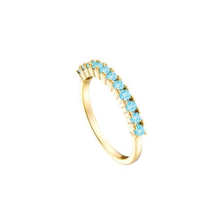 Inel subtire cu pietre cubic zirconia aqua si placat cu aur galben de 18 K Mini, 04L15-00572, Oxette Romania