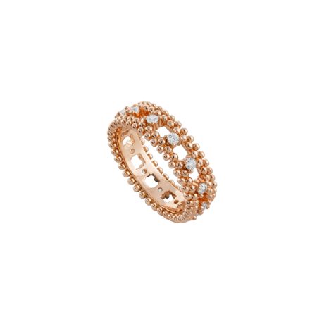 Inel subtire placat cu aur roz de 18 K decorat cu pietre cubic zirconia incolore Pretty, 04L15-00596, Oxette Romania