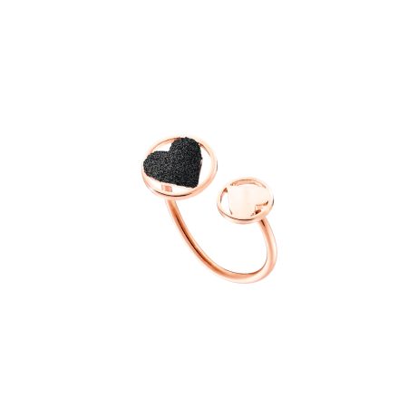 Inel intredeschis placat cu aur roz de 18 K decorat cu 2 inimi si glitter Princess, 04L15-00609, Oxette Romania