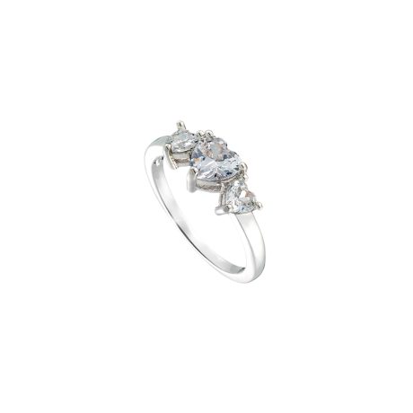 Inel placat cu rodiu decorat cu 3 inimi si cubic zirconia incolore Happy Hearts, 04L15-00616, Oxette Romania