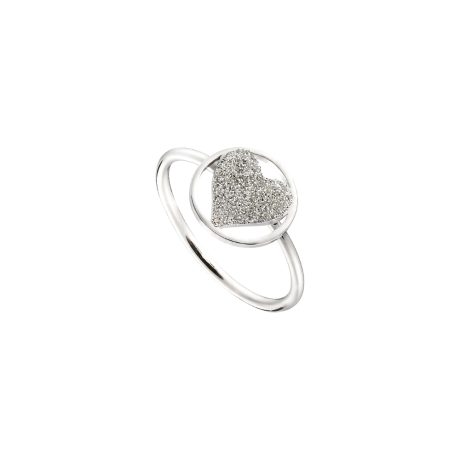 Inel placat cu rodiu decorat cu inima si glitter Princess, 04L15-00620, Oxette Romania