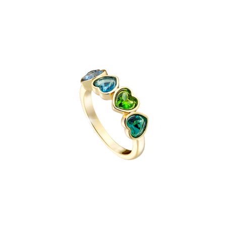 Inel placat cu aur galben de 18 K decorat cu inimi colorate Happy Hearts, 04L15-00677, Oxette Romania
