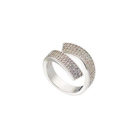 Inel statement placat cu rodiu si pietre zirconia Madison, 04L15-00694, Oxette Romania