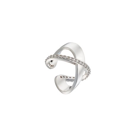 Inel statement placat cu rodiu si pietre zirconia incolore Madison, 04L15-00698, Oxette Romania