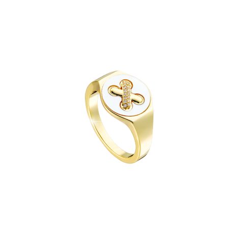 Inel placat cu aur de 18K cu sidef si cubic zirconia Desmos, 04L15-00734, Oxette Romania