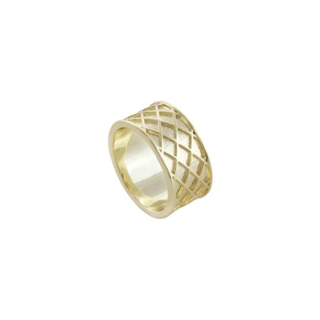 Inel lat placat cu aur de 18K cu efecte plasa Harlequin, 04L15-00743, Oxette Romania