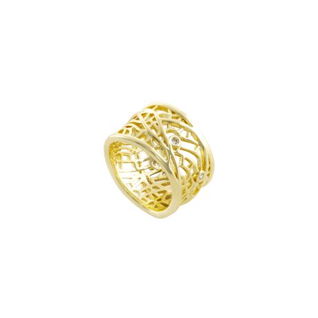 Inel lat filigranat placat cu aur 18k Lace, 04L15-00757, Oxette Romania