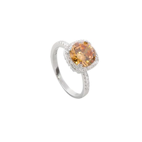 Inel argint subtire cu element decorat cu piatra zirconia sampanie Kate Gifting, 04X01-03796, Oxette Romania
