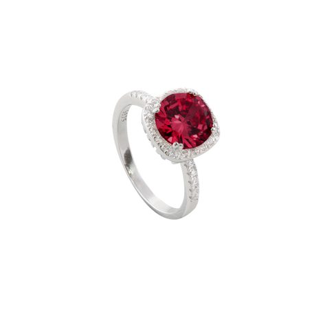 Inel din argint placat cu rodiu si cubic zirconia rosu Kate Gifting, 04X01-03798, Oxette Romania