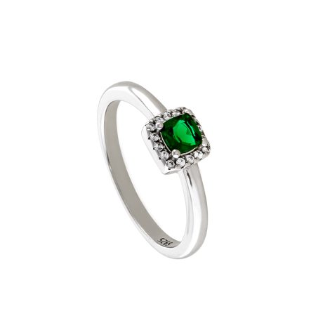 Inel din argint placat cu rodiu si decorat cu piatra cubic zirconia verde Kate Gifting, 04X01-03804, Oxette Romania
