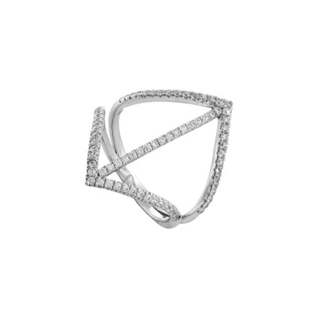 Inel argint in v decorat cu pietre cubic zirconia incolore Jazzy, 04X01-03860, Oxette Romania