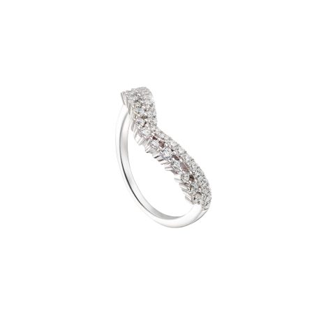 Inel argint semi eternity decorat cu 2 randuri de cristale incolore in V Jazzy, 04X01-03861, Oxette Romania