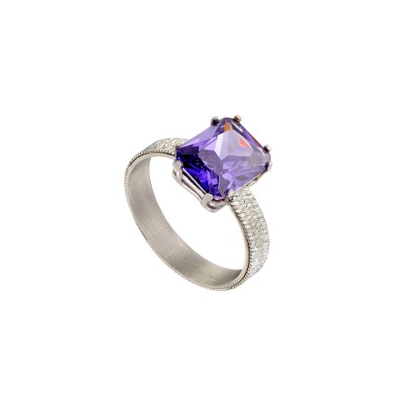 Inel argint cu piatra zirconia mov Gifting, 04X01-03897, Oxette Romania