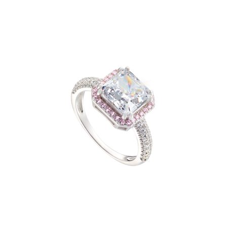 Inel argint cu pietre zirconia incolore si roz Kate Gifting, 04X01-03899, Oxette Romania