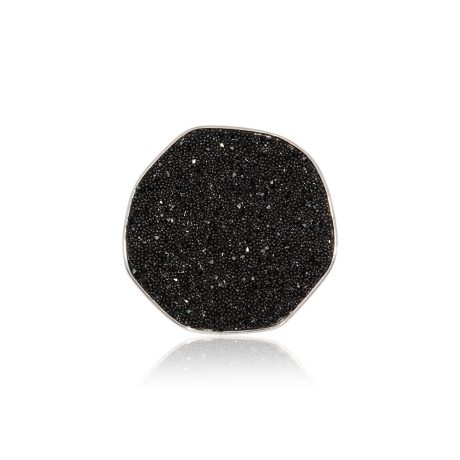 Inel argint cu cristale caviar negre Meteorite, 04X01-03912, Oxette Romania