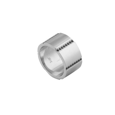 Inel dama otel inoxidabil decorat cu pietre cubic zirconia negre Heavy Metal, 04X03-00231, Oxette Romania