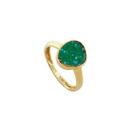 Inel argint placat cu aur de 18K cu cristale caviar verzi Noblesse, 04X05-01715, Oxette Romania