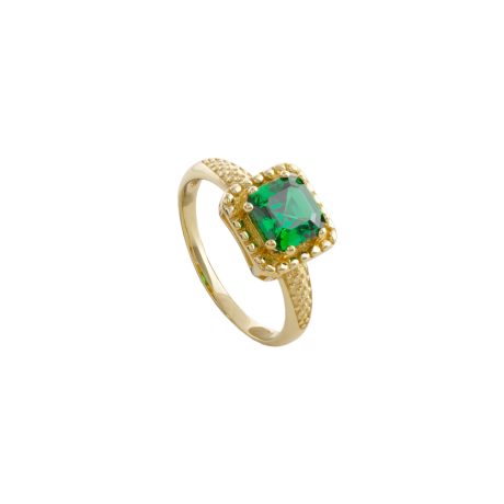 Inel argint 925 placat cu aur de 18K cu piatra cubic zirconia verde Kate, 04X05-01739, Oxette Romania