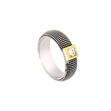 Inel semi lat placat cu ruteniu si aur galben de 18 K decorat cu cristal zirconia Natrix, 04X15-00224, Oxette Romania