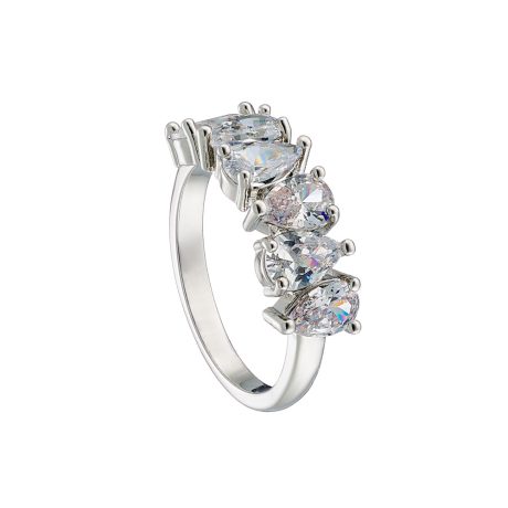 Inel placat cu rodiu si cubic zirconia incolore Eleganza, 04X15-00270, Oxette Romania