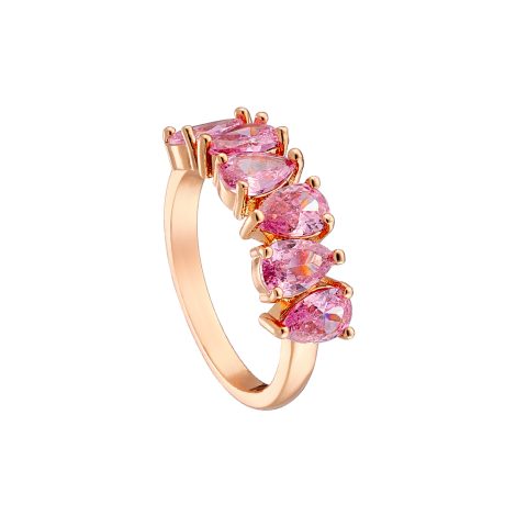 Inel placat cu aur roz de 18 K si cubic zirconia roz Eleganza, 04X15-00271, Oxette Romania