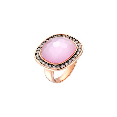 Inel statement placat cu aur roz de 18 K cu piatra cubic zirconia roz Darling, 04X15-00328, Oxette Romania