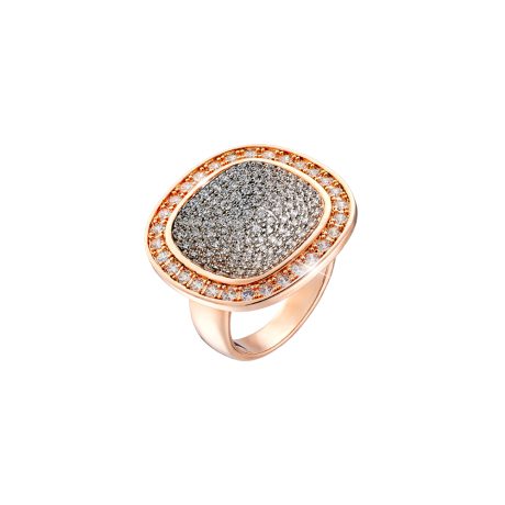Inel statement placat cu aur roz de 18 K cu pietre cubic zirconia incolore Darling, 04X15-00333, Oxette Romania