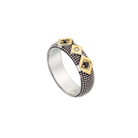 Inel placat cu rodiu, ruteniu si aur galben de 18 K decorat cu pietre cubic zirconia Natrix, 04X15-00337, Oxette Romania