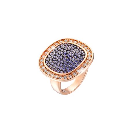 Inel statement placat cu aur roz de 18 K cu pietre cubic zirconia mov Darling, 04X15-00349, Oxette Romania